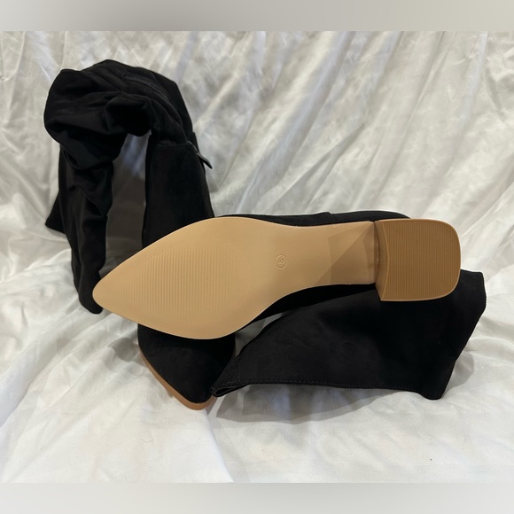 Knee high black scrunch boots faux suede size 8 - Picture 5 of 6